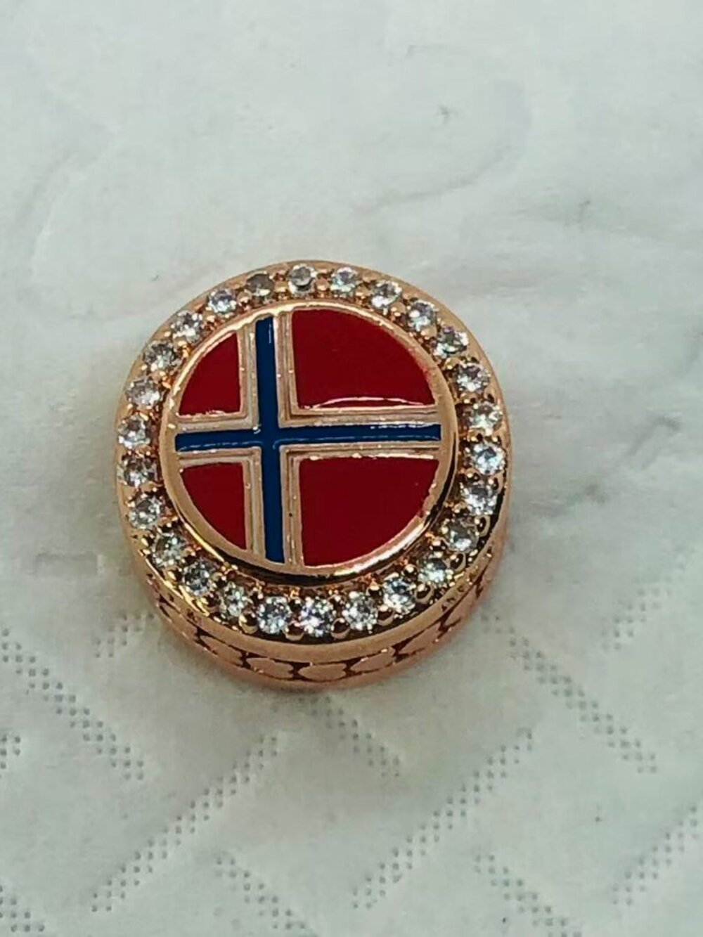 ✨ ✨Pandora Norway Flag BEAD Charm S925 Sterling Silver Jewelry with Gift Box